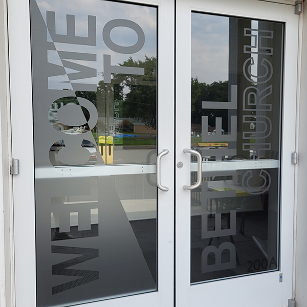 Bethel Frosted vinyl on doors