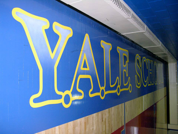YALE gym floor endline graphics